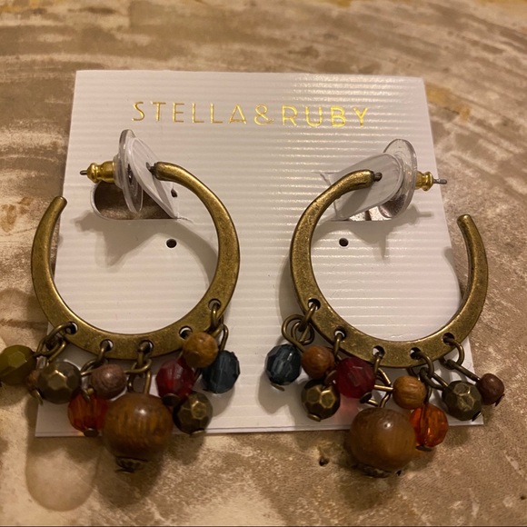 STELLA & RUBY Beaded Hoops - NEW - Picture 1 of 4